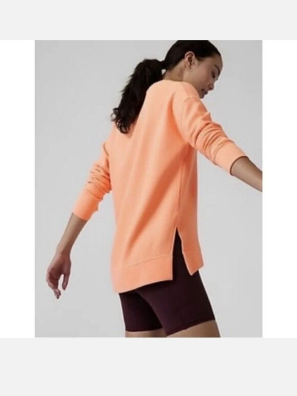 Athleta Coaster Luxe Waffle Knit Thermal  Sweatshirt Medium Peach-orange